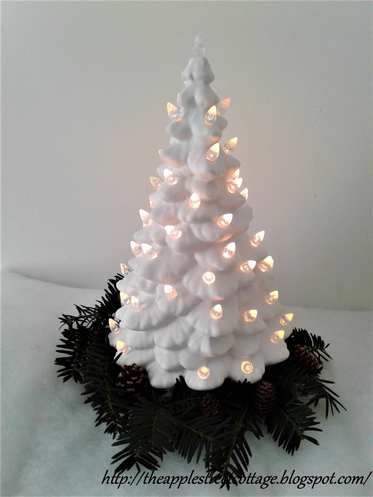 Vintage Style White Light Up Ceramic Christmas Tree