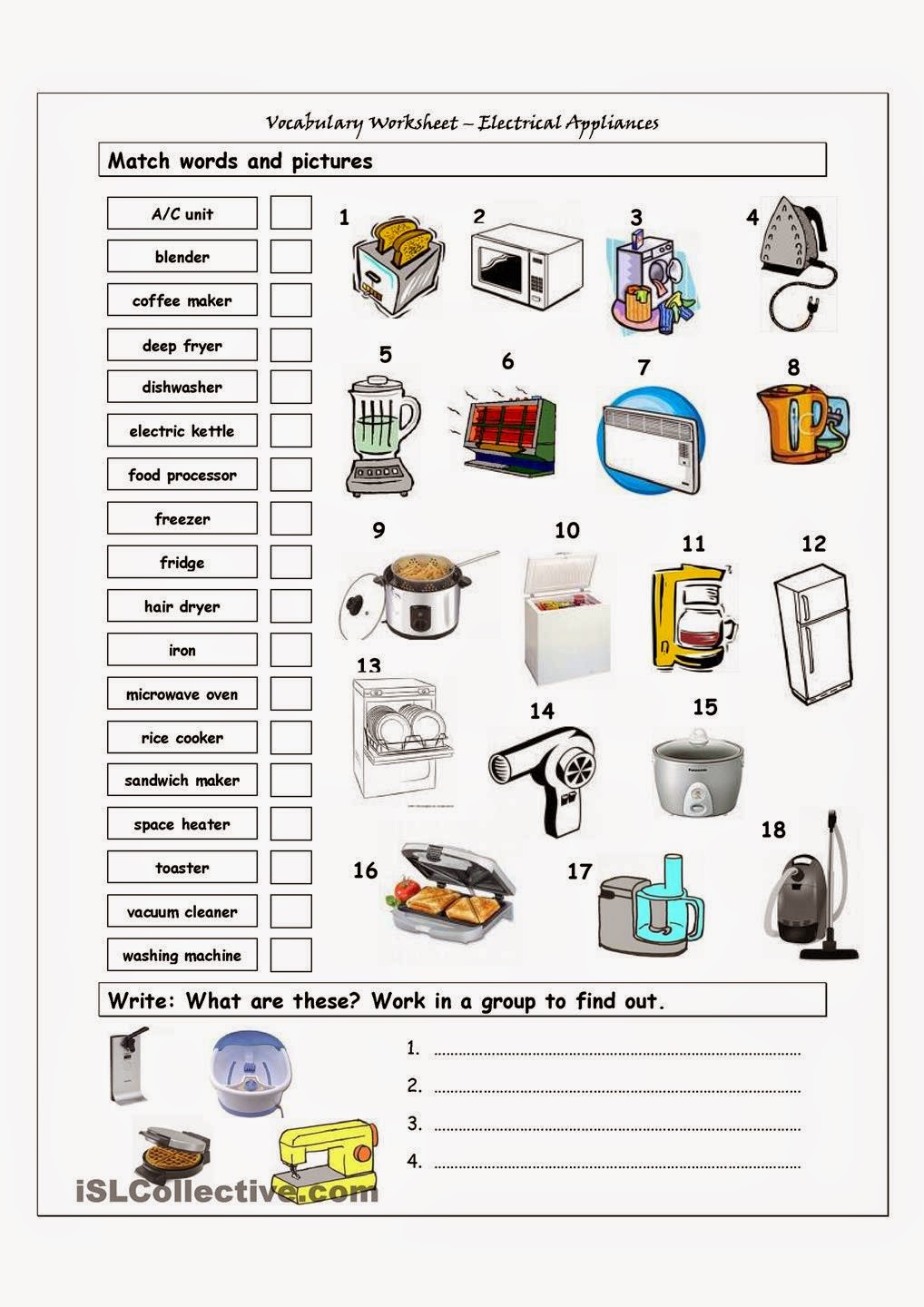Household appliances english vocabulary