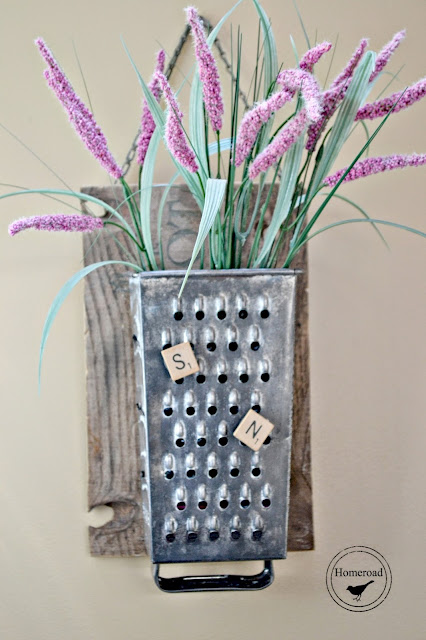 vintage cheese grater with flowers
