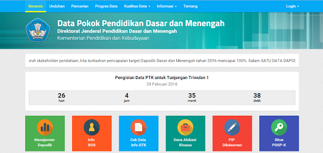 Progres Data Pokok Pendidikan Dasar dan Menengah