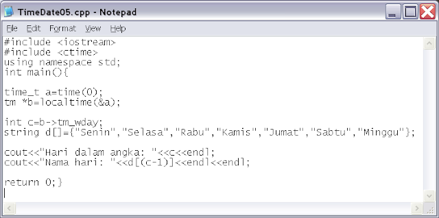 Alternatif Program Untuk Menampilkan Nama Hari Pada C++ - Niguru Indonesia