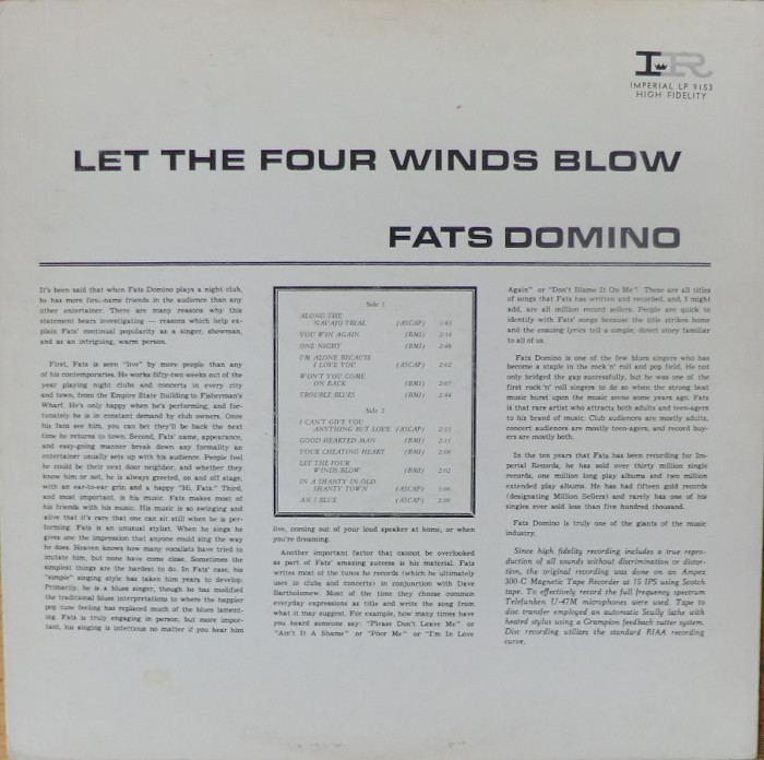 Classic Rock Covers Database Fats Domino Let the Four Winds Blow (1961) Classic Rock Covers Database Fats Domino Let the Four Winds Blow (1961)