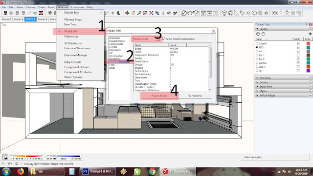 Cara meringankan kerja sketchup - Purge Unused Material Cara meringankan kerja sketchup - Purge Unused Material