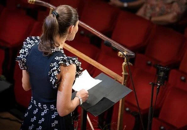 Crown Princess Victoria wore a new chiffon dress from Giambattista Valli x HM.  Crown Princess Victoria wore Giambattista Valli x HM lace dress