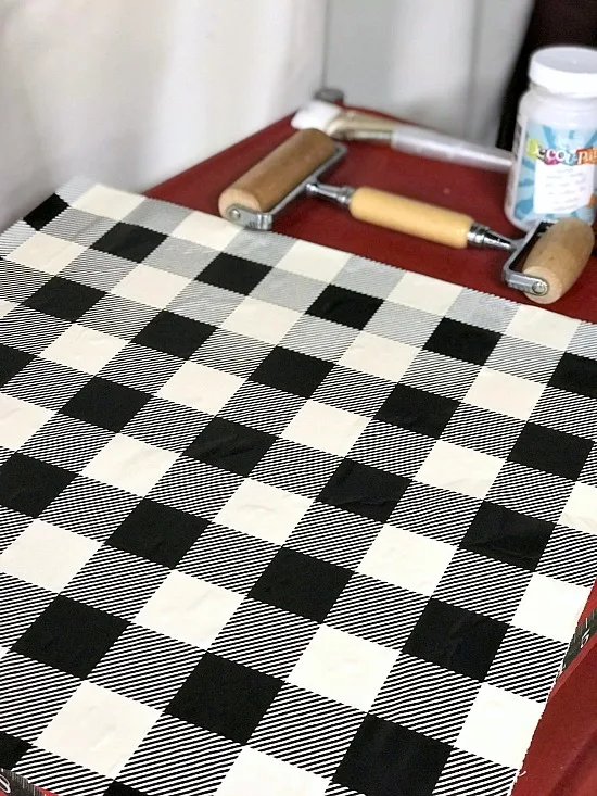 DIY Buffalo Check Cubbies with Wrapping paper
