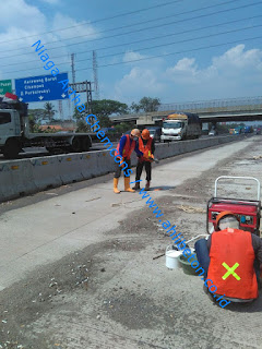 Perbaikan Rigid Pavement dengan injeksi epoxy perbaikan rigid pavement