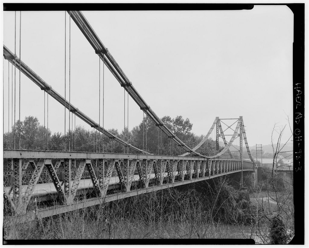 Industrial History 1914 Eyebar Suspension Bridge over Muskingum River