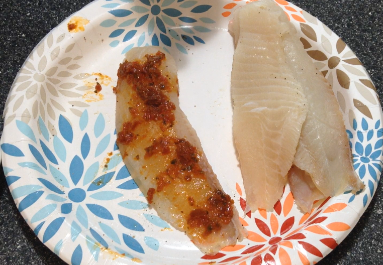 Pesto Stuffed Fish Rolls in a Wine and Tomato Sauce