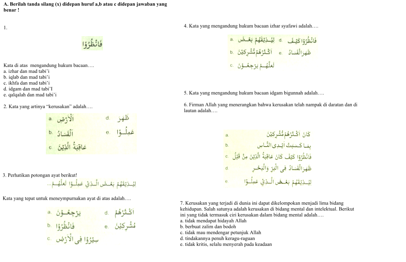 Soal PAT PAI BP Kelas 11 Semester 2 Tahun 2020 Data