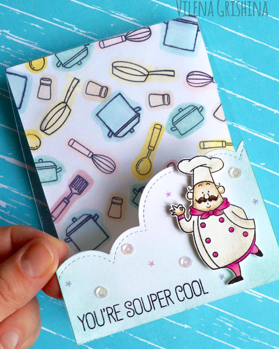 Recipe for Happiness stamp set and Stitched Cloud Edges Die-namics - Vilena Grishina #mftstamps