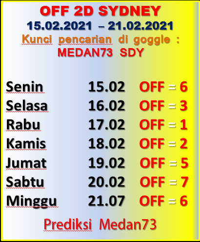Sydney Selasa 16 02 2021 Medan73 Jitu Prediction