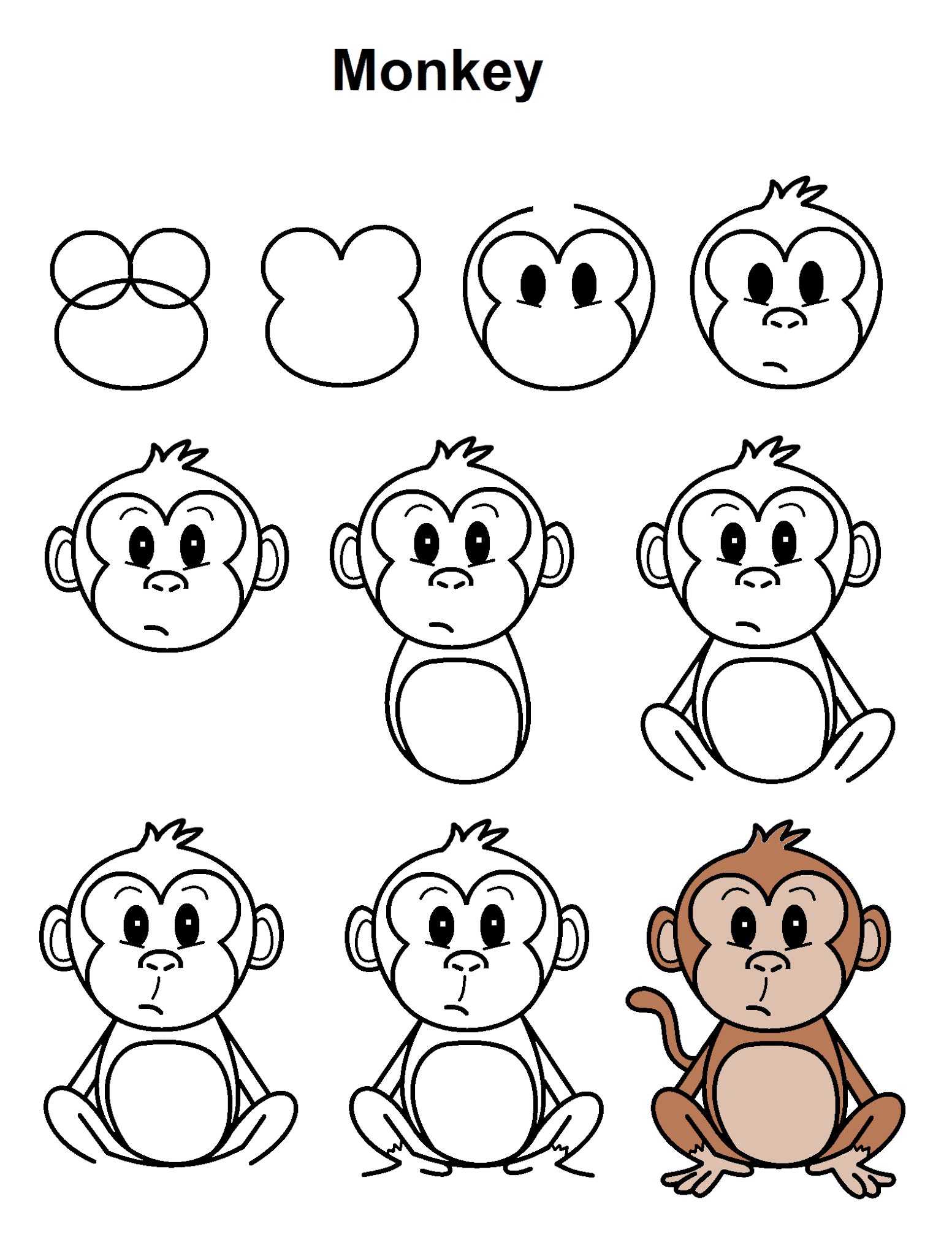 Como desenhar um macaco subindo em uma árvore - Guias fáceis de desenho  passo a passo - Howtos de desenho