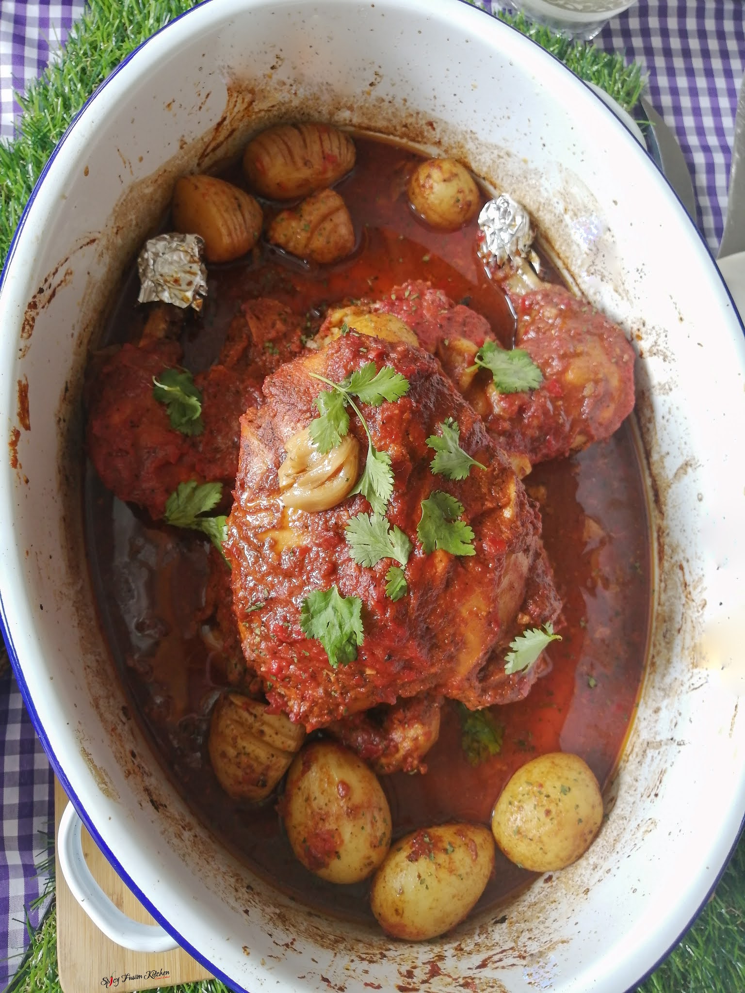 Roasted Chicken With Potato Stuffing Spicy Fusion Kitchen