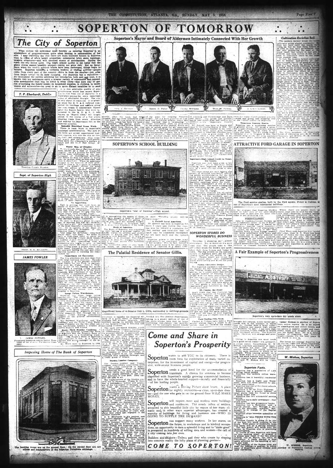 IMAGES OF OUR PAST SOPERTON, GA. MAY 5, 1918, AS PUBLISHED IN THE