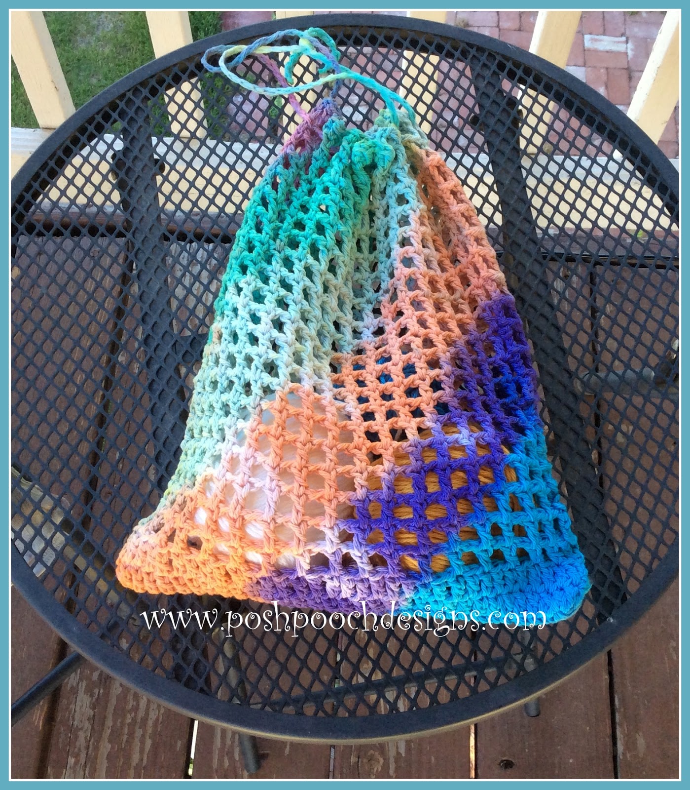 Posh Pooch Designs Small Mesh Drawstring Bag Crochet Pattern Posh Pooch Designs