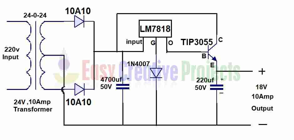 How to make 18v and 10amp power supply