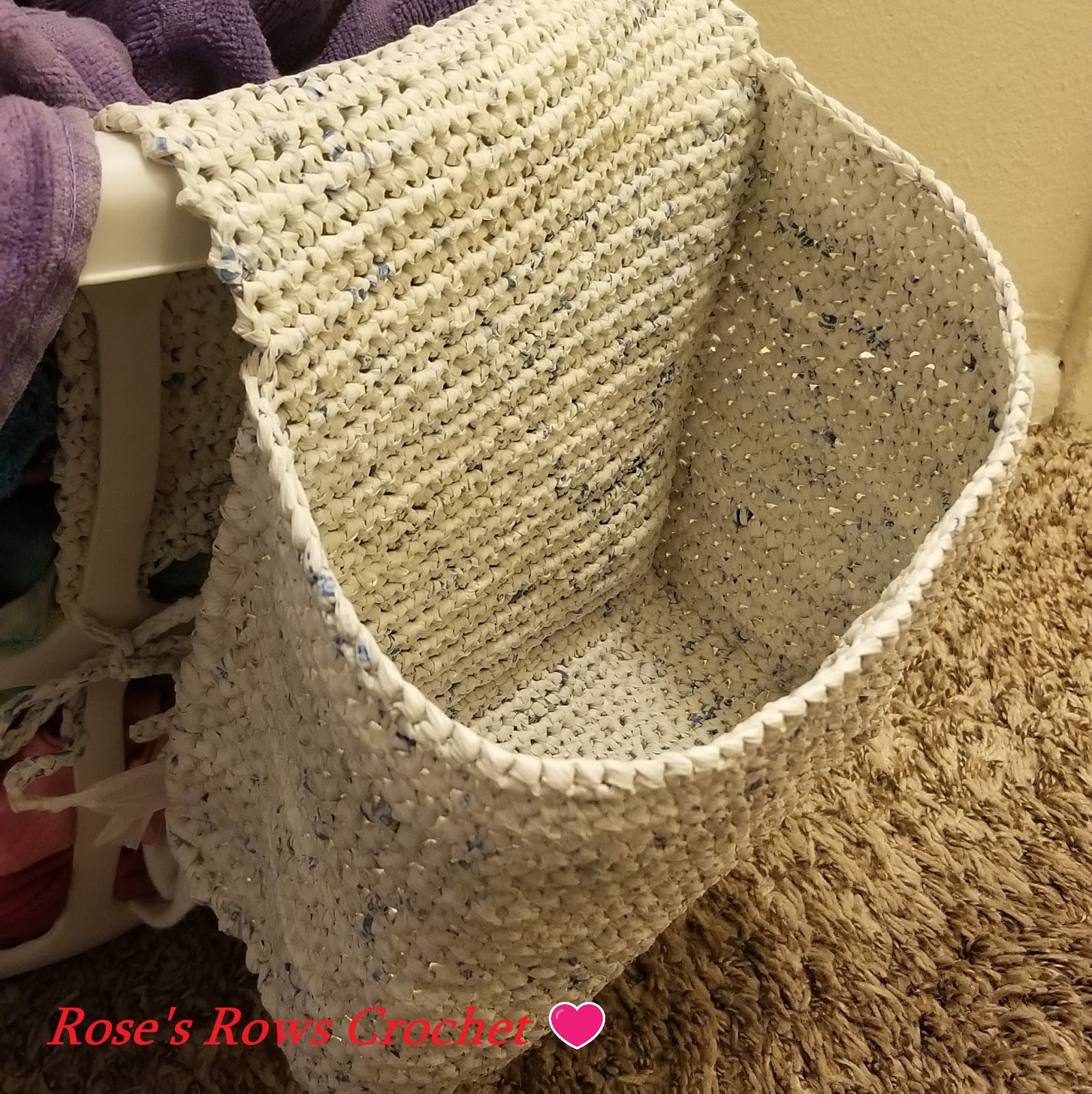 Free Crochet Pattern Plarn Laundry Caddy