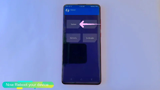 click on system click on the system to reboot