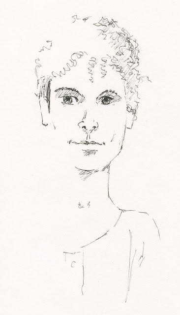 ink drawing of a young man