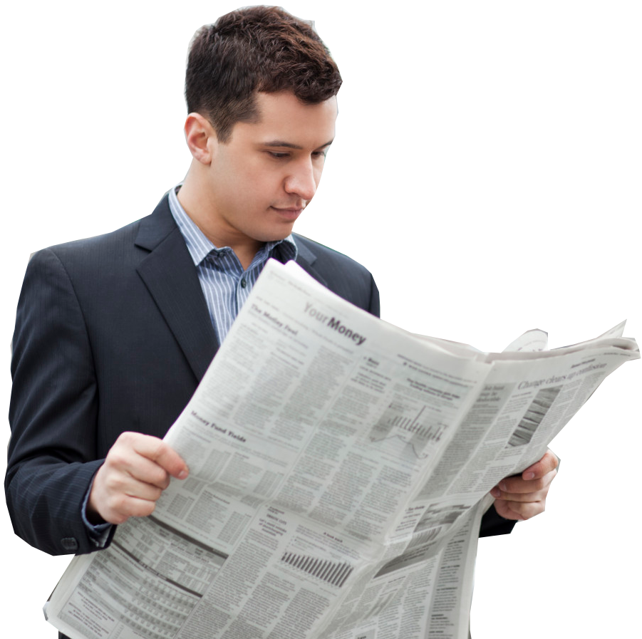 Newspaper man. Человек с газетой. Человек читает газету. Мужчина читает газету. Человек с газетой на белом фоне.