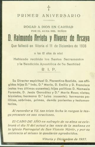 PRIMER ANIVERSARIO MUERTE 1936