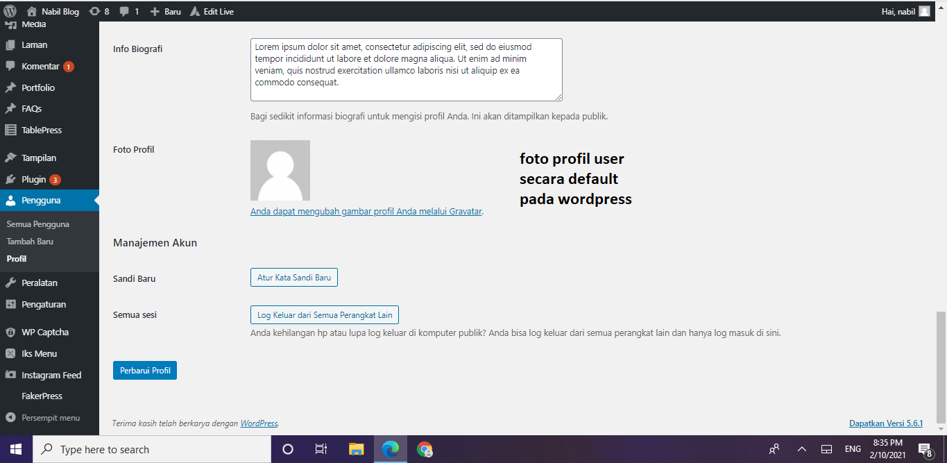 Cara Mengganti Foto User pada Account Wordpress - Sahretech