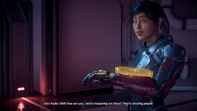 Screenshot of Sara Ryder from Mass Effect: Andromeda
