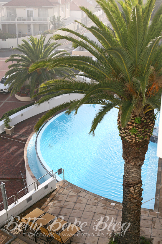 view from the president hotel, bantry bay, south africa, betty bake, blogger, hotel view, cape town, the president, protea hotel, palm tree, pool