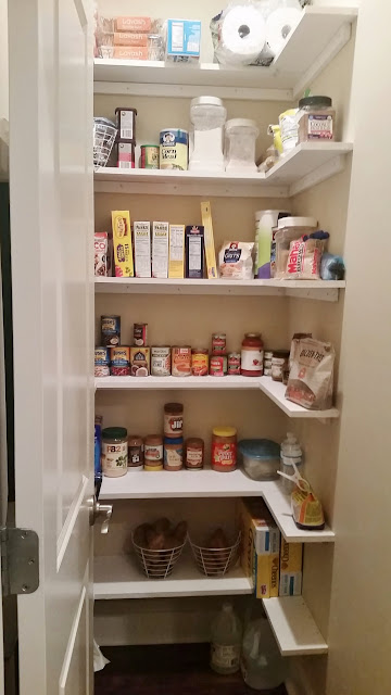 kitchen pantry makeover with wood shelves