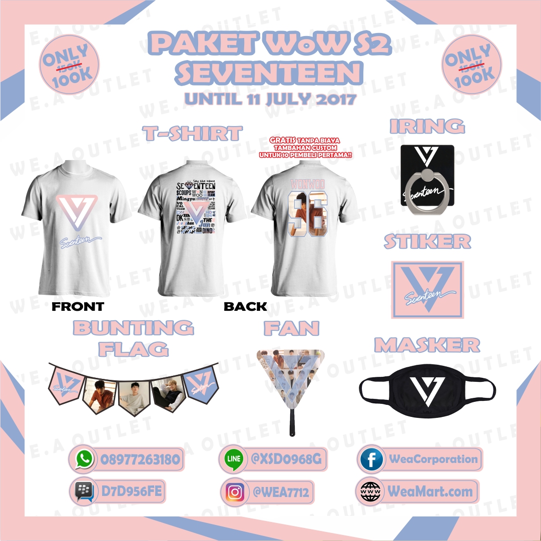 paket kpop wow season 2 seventeen include tshirt iring paket kpop wow season 2 seventeen include tshirt iring