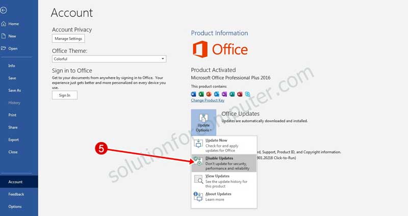 how to turn off microsoft office updates