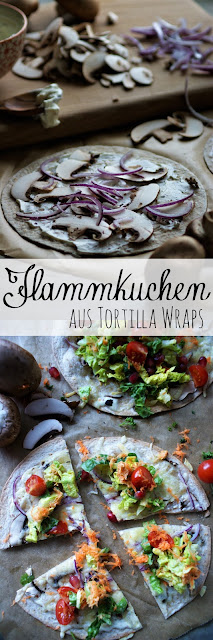 Tortilla Flammkuchen mit Salat Topping