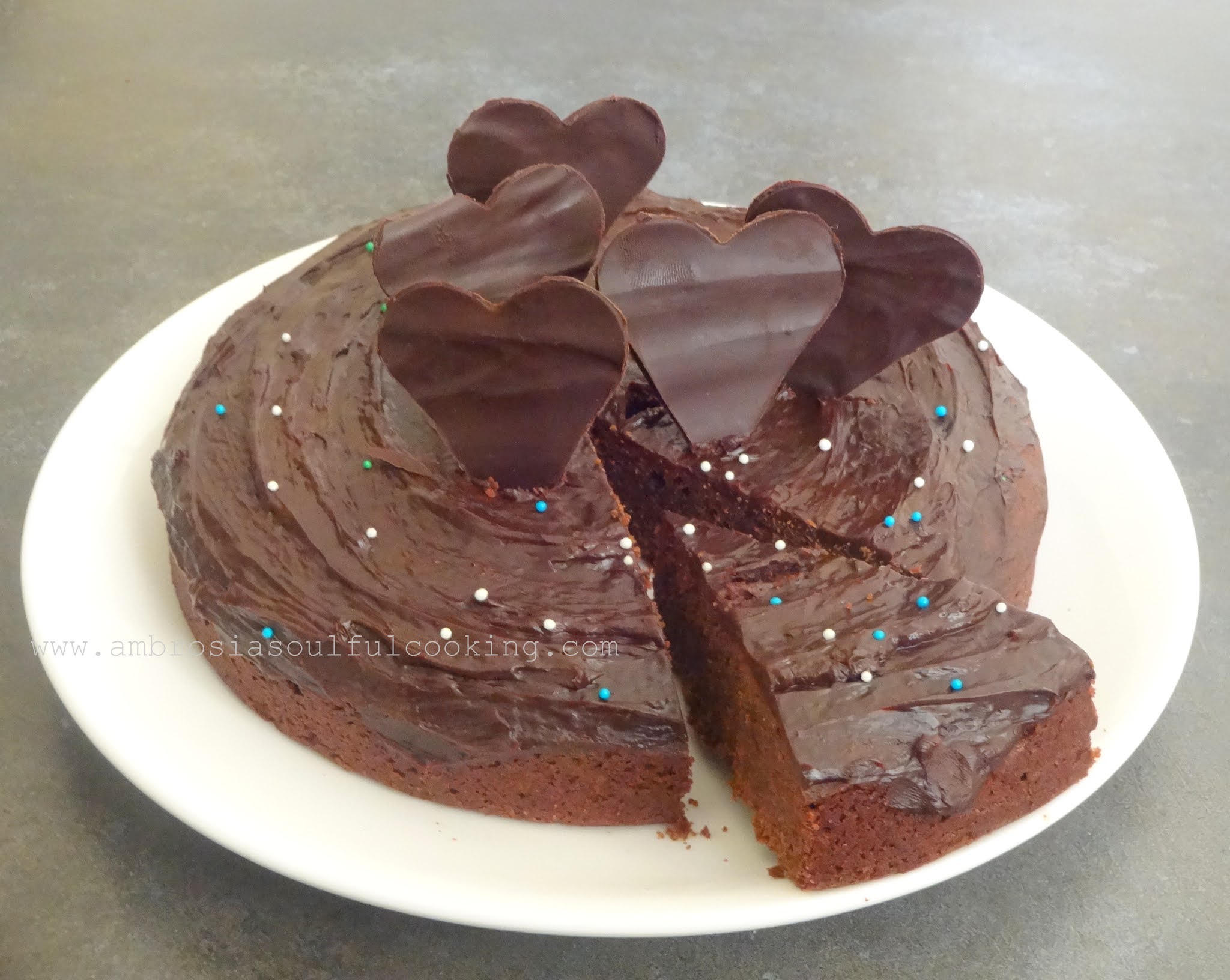 Eggless Wholegrain Chocolate Fudge Cake Ambrosia