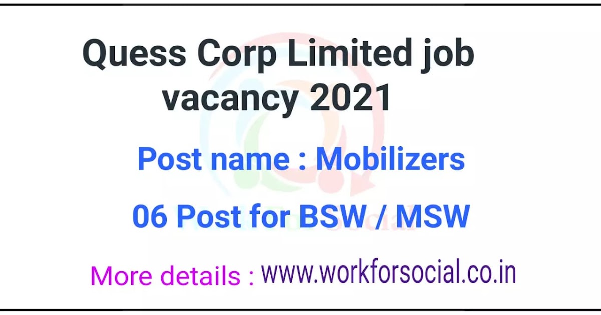 Quess Corp Limited job vacancy 2021