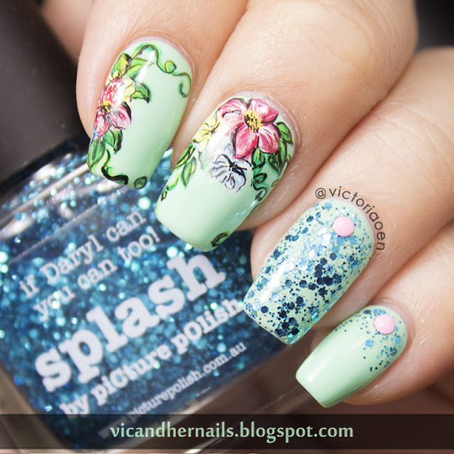 Vic and Her Nails: Floral Manicure with Picture Polish 