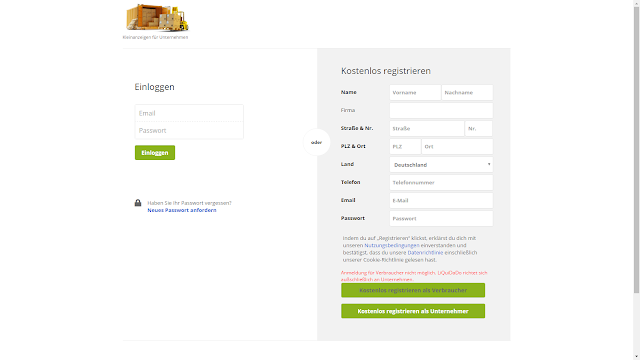 Login-Page Liquidado.de | Hinweis für Verbraucher | Stand 24.11.2016 Screenshot: Login-Page Liquidado.de | Hinweis für Verbraucher | Stand 24.11.2016