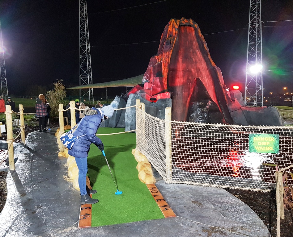 The Ham and Egger Files Dino Falls Adventure Golf Volcano course