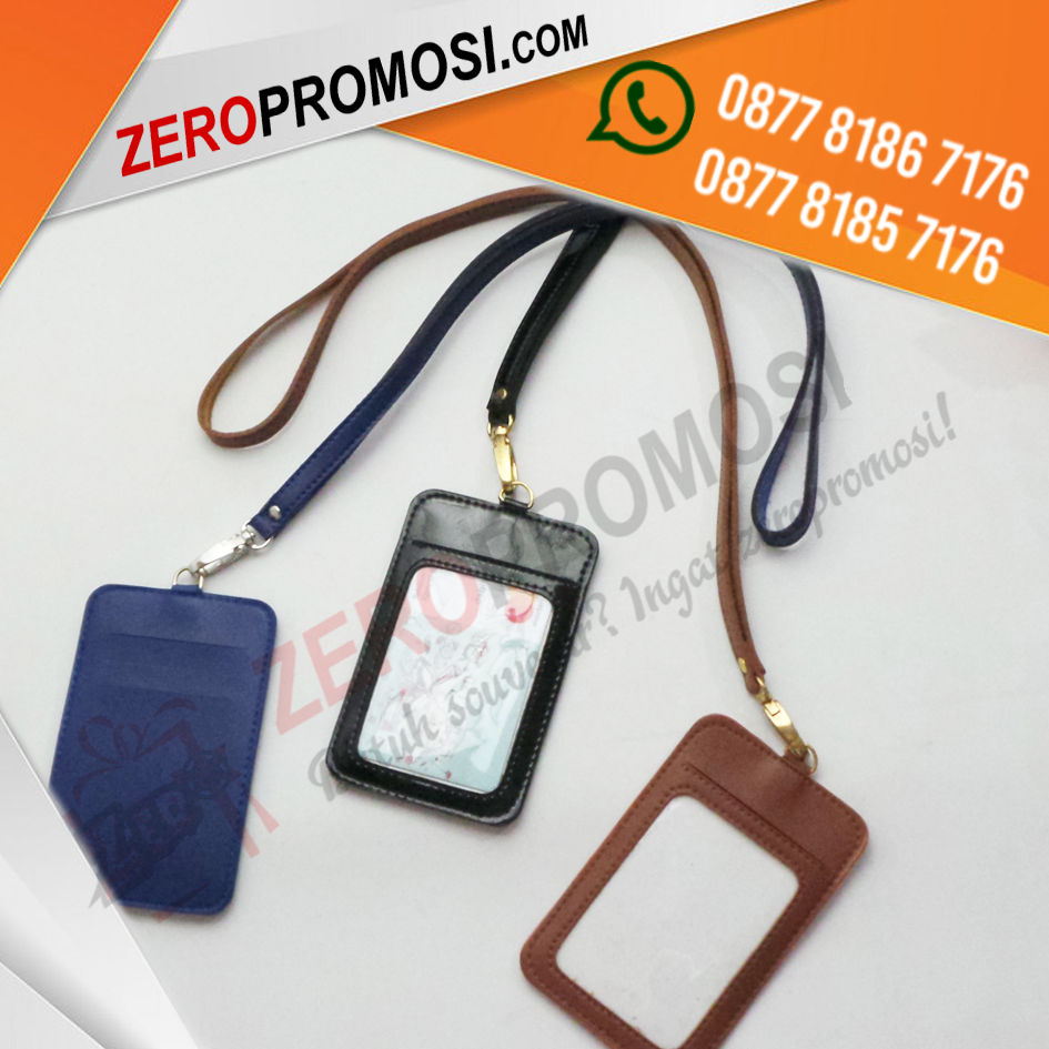 Jual Paket Casing Tali Id Card Holder Kulit Eksklusif Kapasitas 1 Kartu