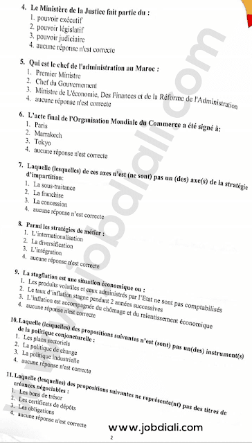 Exemple Concours Rédacteur Judiciaire 3ème grade Gestion des Entreprises - Ministère de la justice