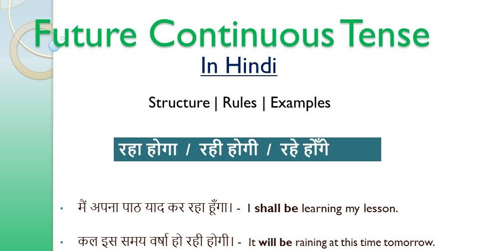 Future Continuous Tense In Hindi , Examples and excercise
