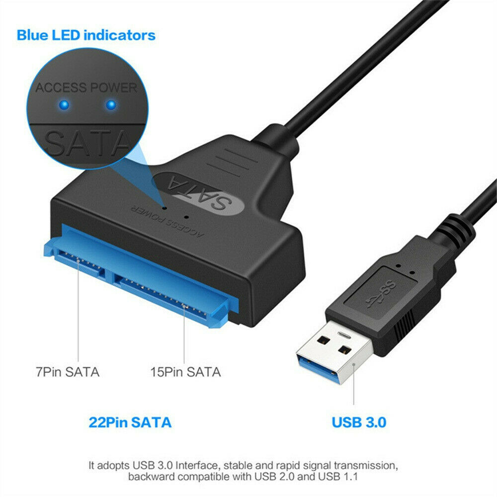 Cable USB 3.0 a SATA 22 Pin 2.5 pulgadas Adaptador de Disco Duro SSD