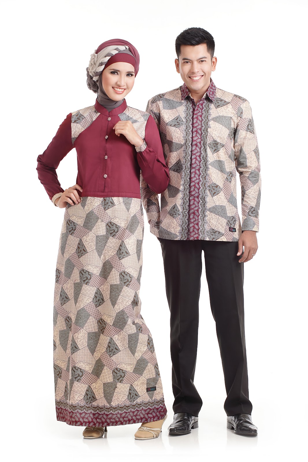 Kumpulan Model  Gamis  Batik  Kombinasi  Modern Simple 