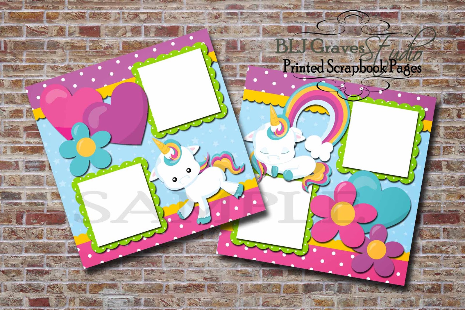 BLJ Graves Studio Unicorn Scrapbook Pages