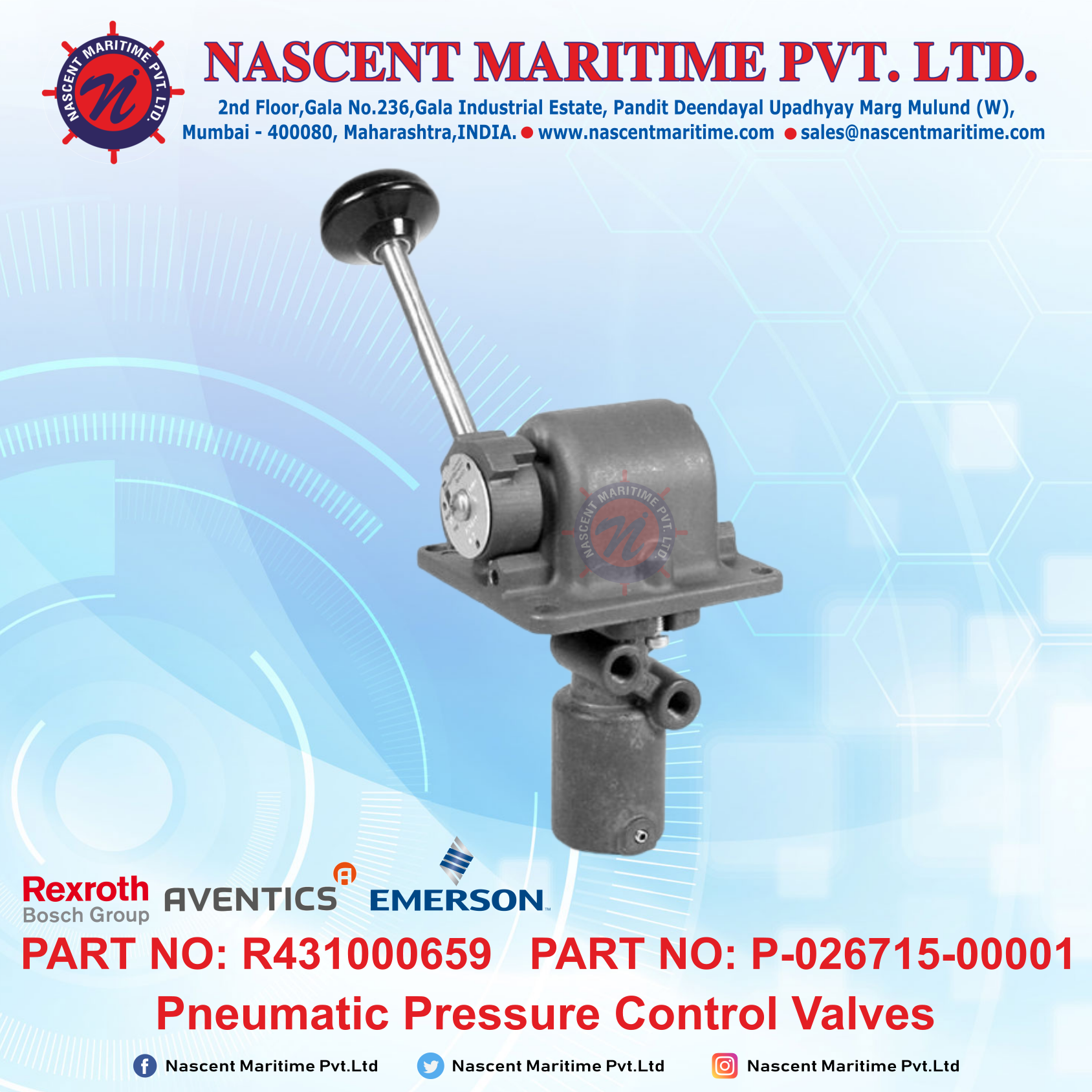 NASCENT MARITIME PVT LTD REXROTH AVENTICS EMERSONRELAY VALVEPC P55162