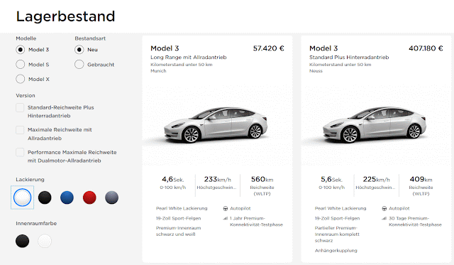 Lagerbestand Model 3