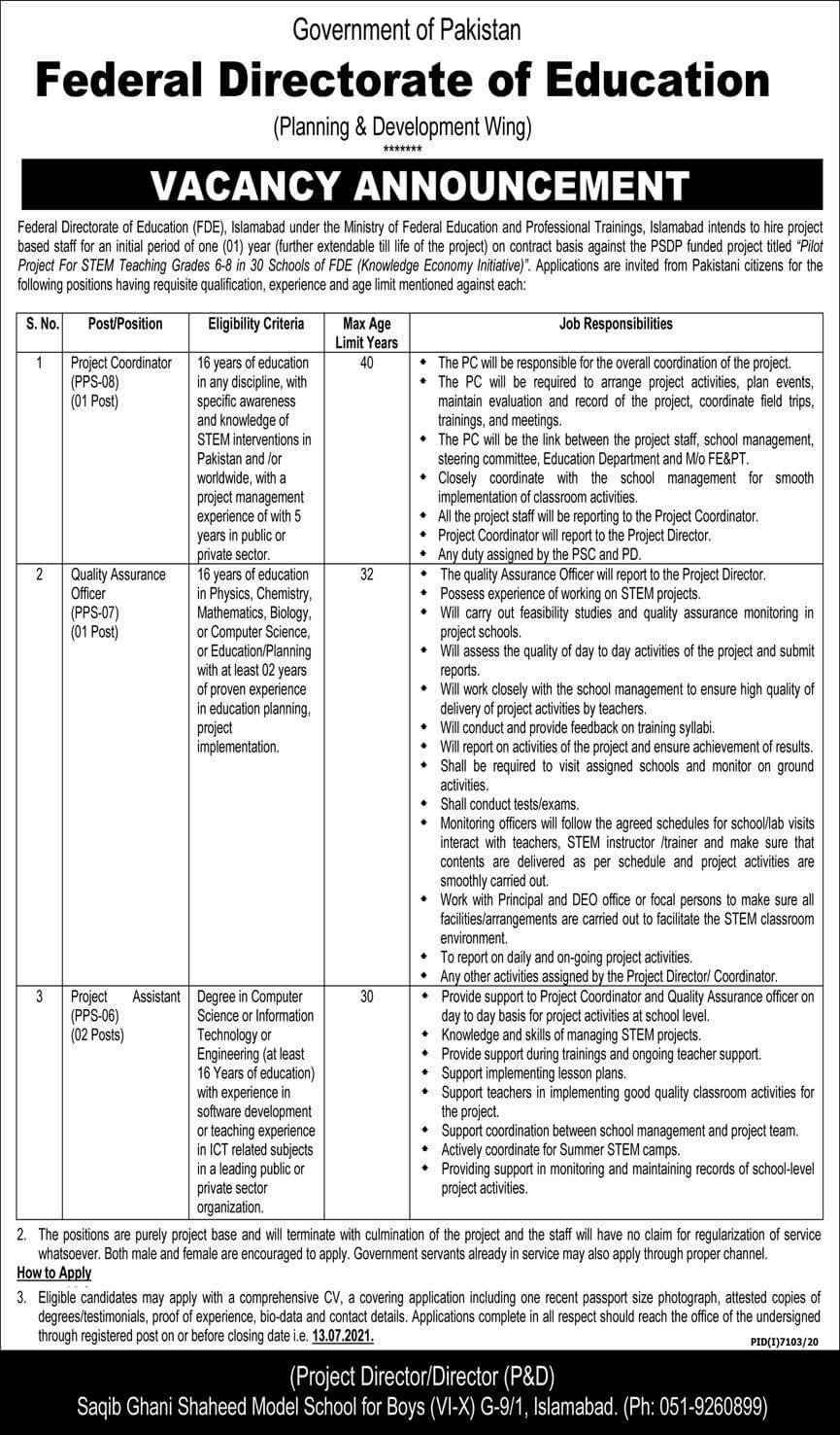 Ministry of Federal Education and Professional Training Jobs 2021