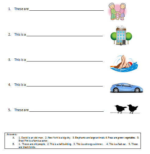 Worksheets for Elementary English: Adjectives Position