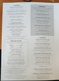 a bad photo of the menu