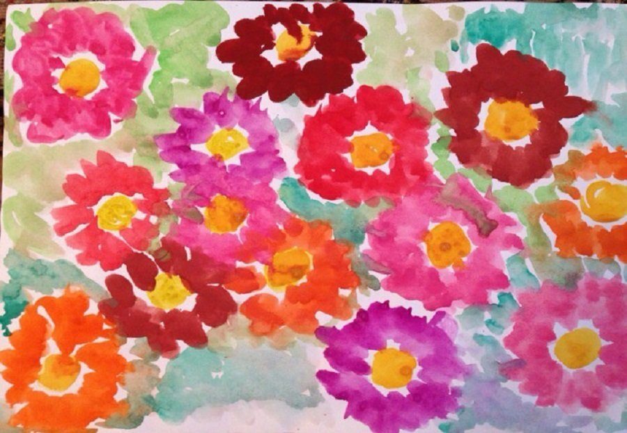 Рисование красивые цветы старшая группа. Цветочная Поляна три основных цвета. Красивые цветы для рисования. Цветы красками. Рисование цветов.