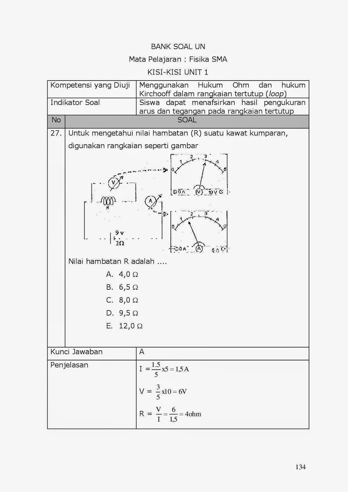 Contoh Soal Hukum Ohm Dan Jawaban Contoh Soal Terbaru